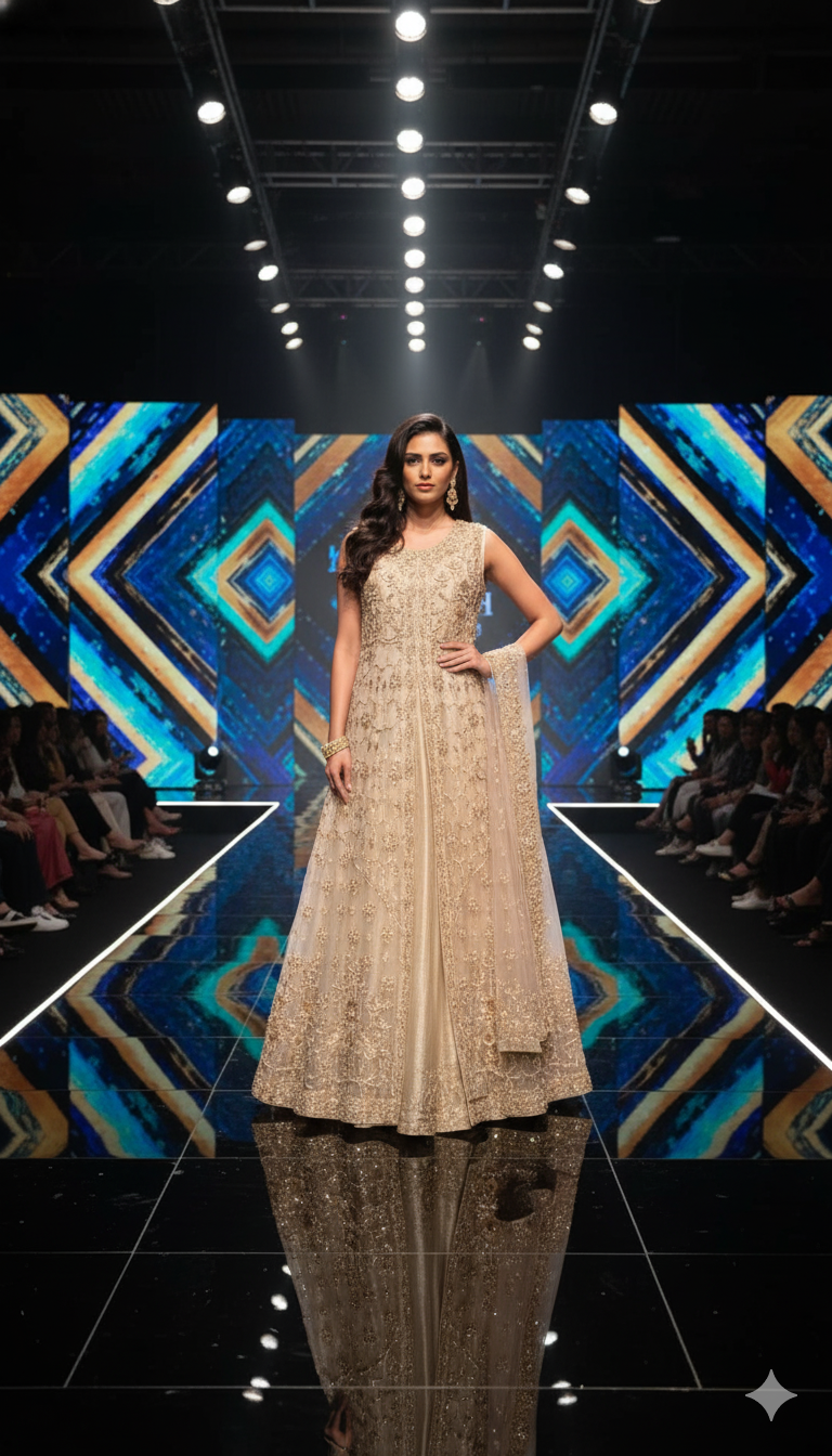 Champagne Gold Hand-Embroidered Formal Dress